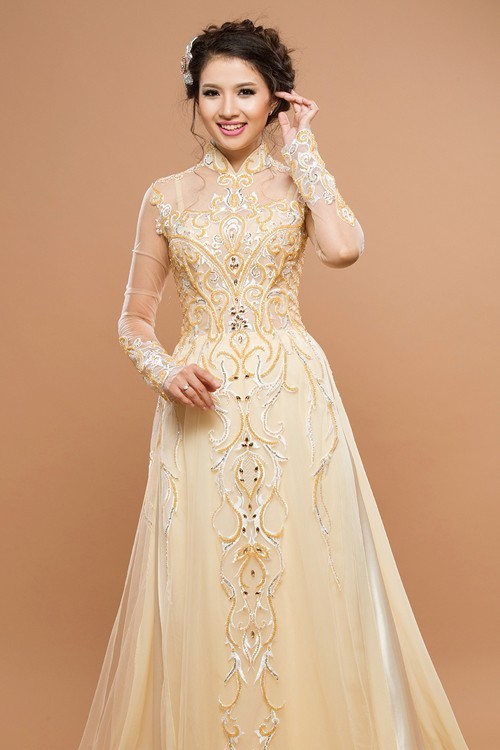 Top 10 mẫu váy cưới áo dài màu vàng đồng đầy tinh tế  Ely Wedding